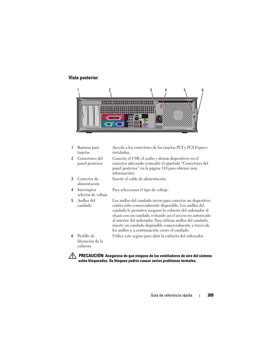 Vista posterior | Dell OptiPlex 330 (Late 2007) User Manual | Page 309 / 412