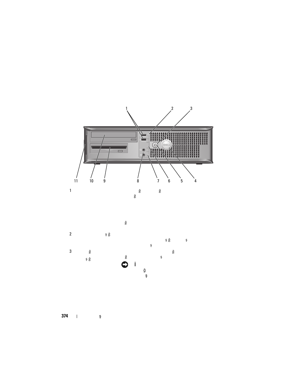 Masaüstü bilgisayar, Önden görünüm | Dell OptiPlex 330 (Late 2007) User Manual | Page 374 / 412