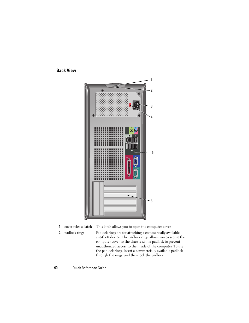 Back view | Dell OptiPlex 330 (Late 2007) User Manual | Page 40 / 412