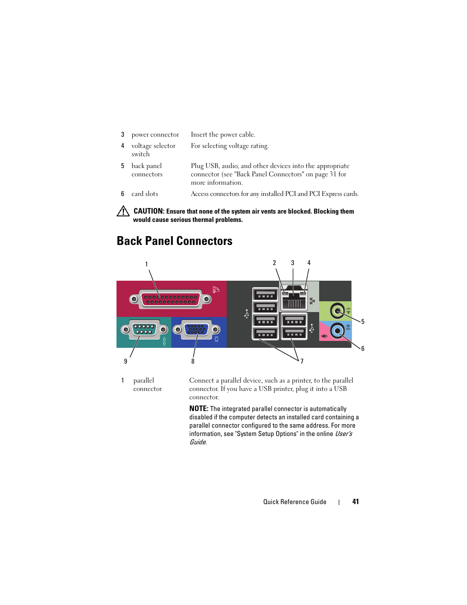 Back panel connectors | Dell OptiPlex 330 (Late 2007) User Manual | Page 41 / 412