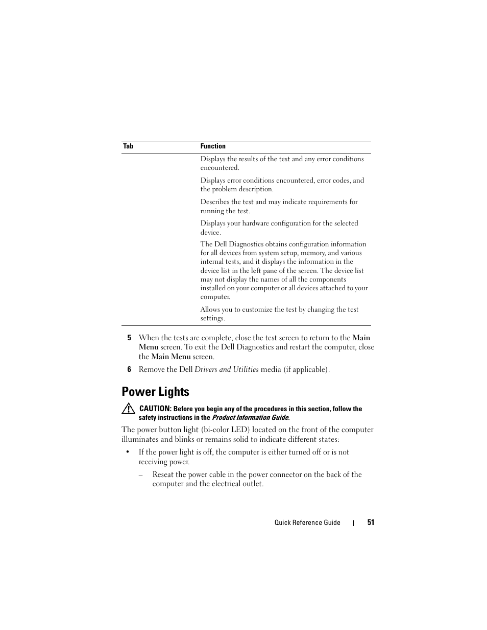 Power lights | Dell OptiPlex 330 (Late 2007) User Manual | Page 51 / 412