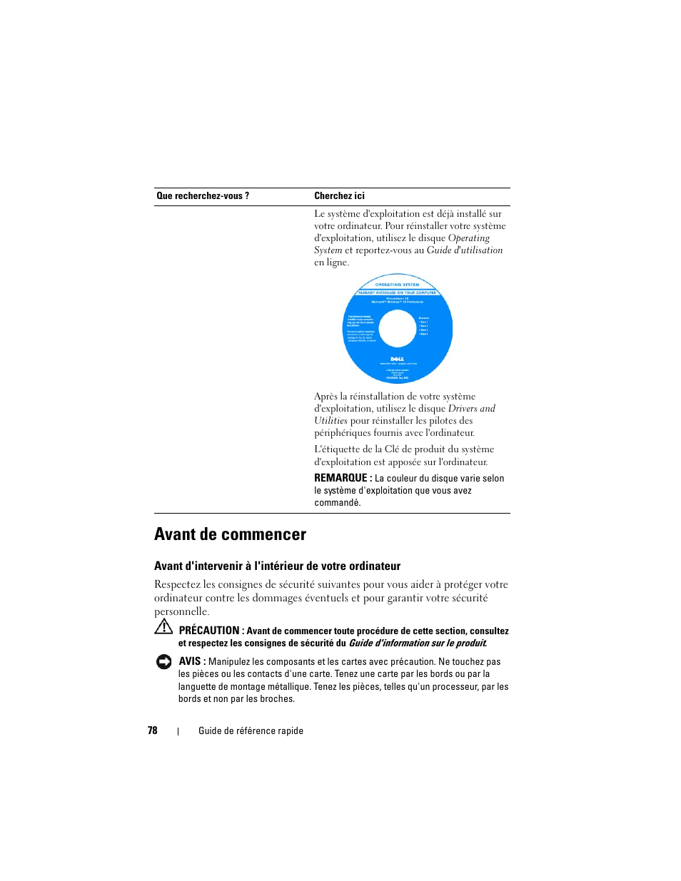 Avant de commencer | Dell OptiPlex 330 (Late 2007) User Manual | Page 78 / 412