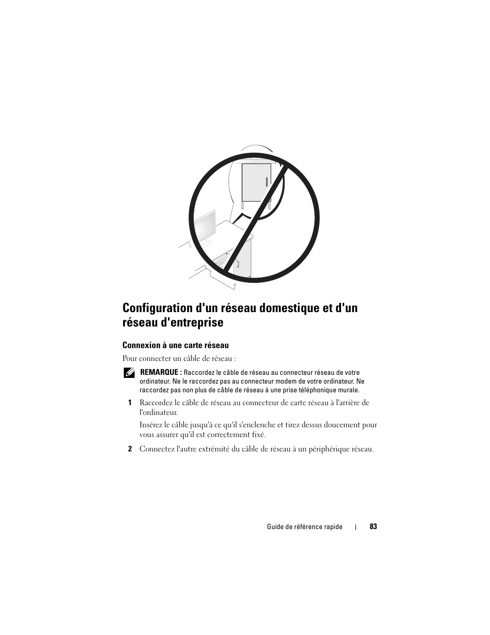 Connexion à une carte réseau | Dell OptiPlex 330 (Late 2007) User Manual | Page 83 / 412