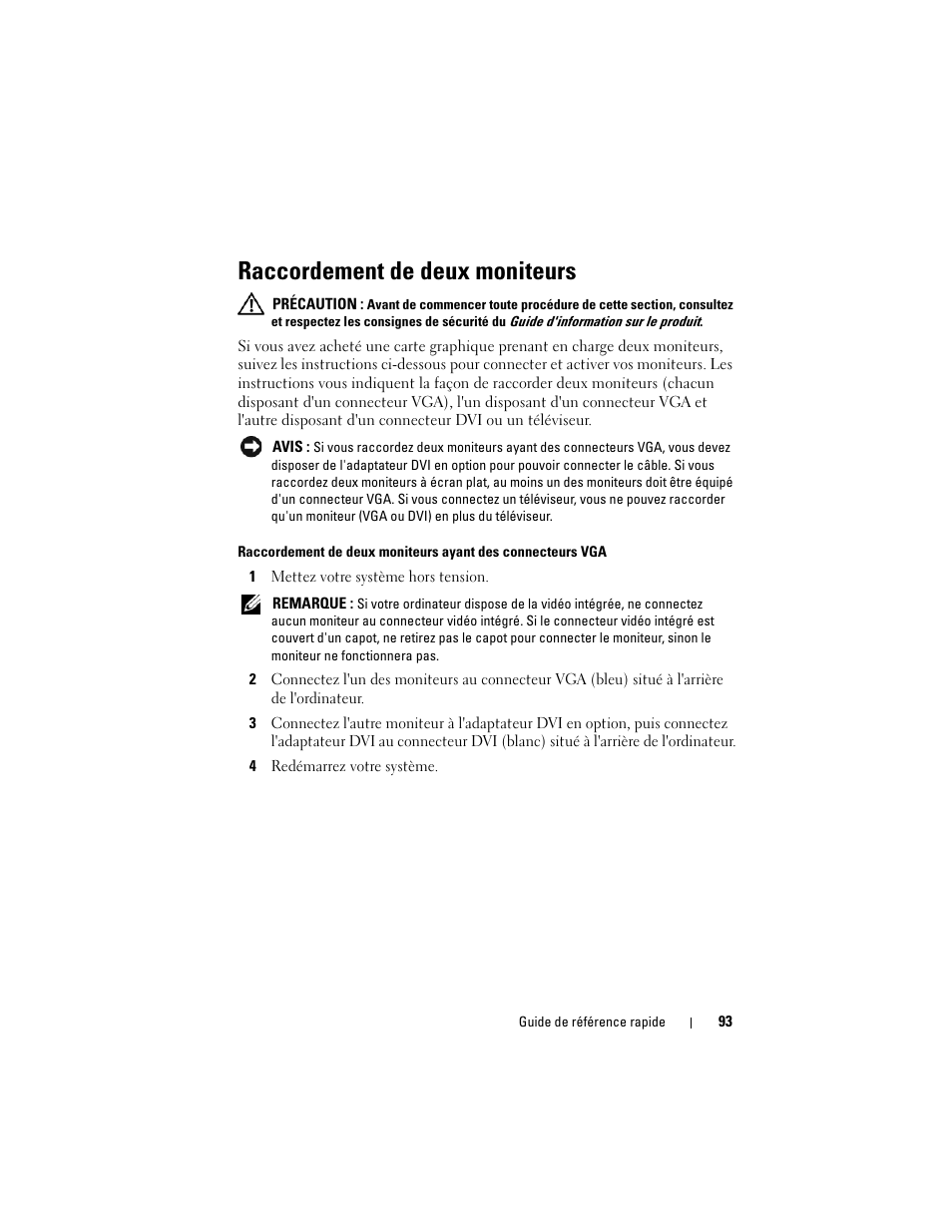 Raccordement de deux moniteurs | Dell OptiPlex 330 (Late 2007) User Manual | Page 93 / 412