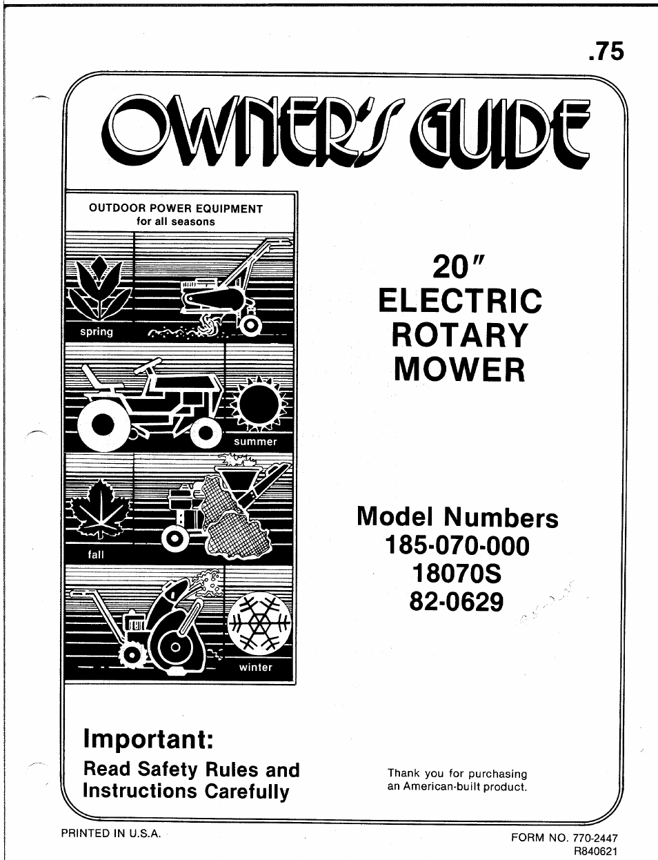 Bolens 82-0629 User Manual | 13 pages