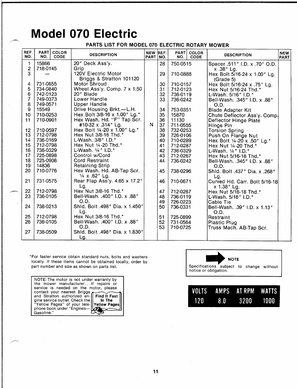 Model 070 electric | Bolens 82-0629 User Manual | Page 12 / 13
