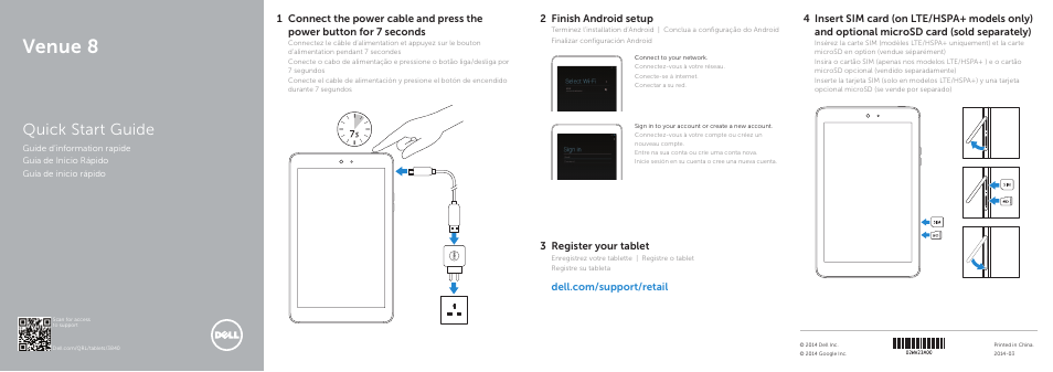 Dell Venue 8 3840 User Manual | 2 pages