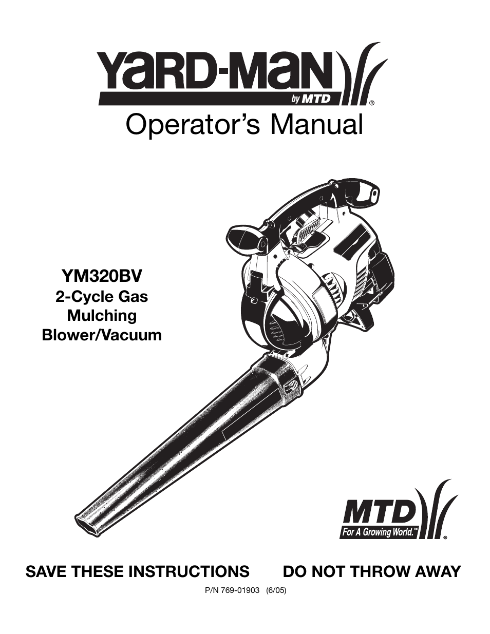 MTD YM320BV User Manual | 72 pages