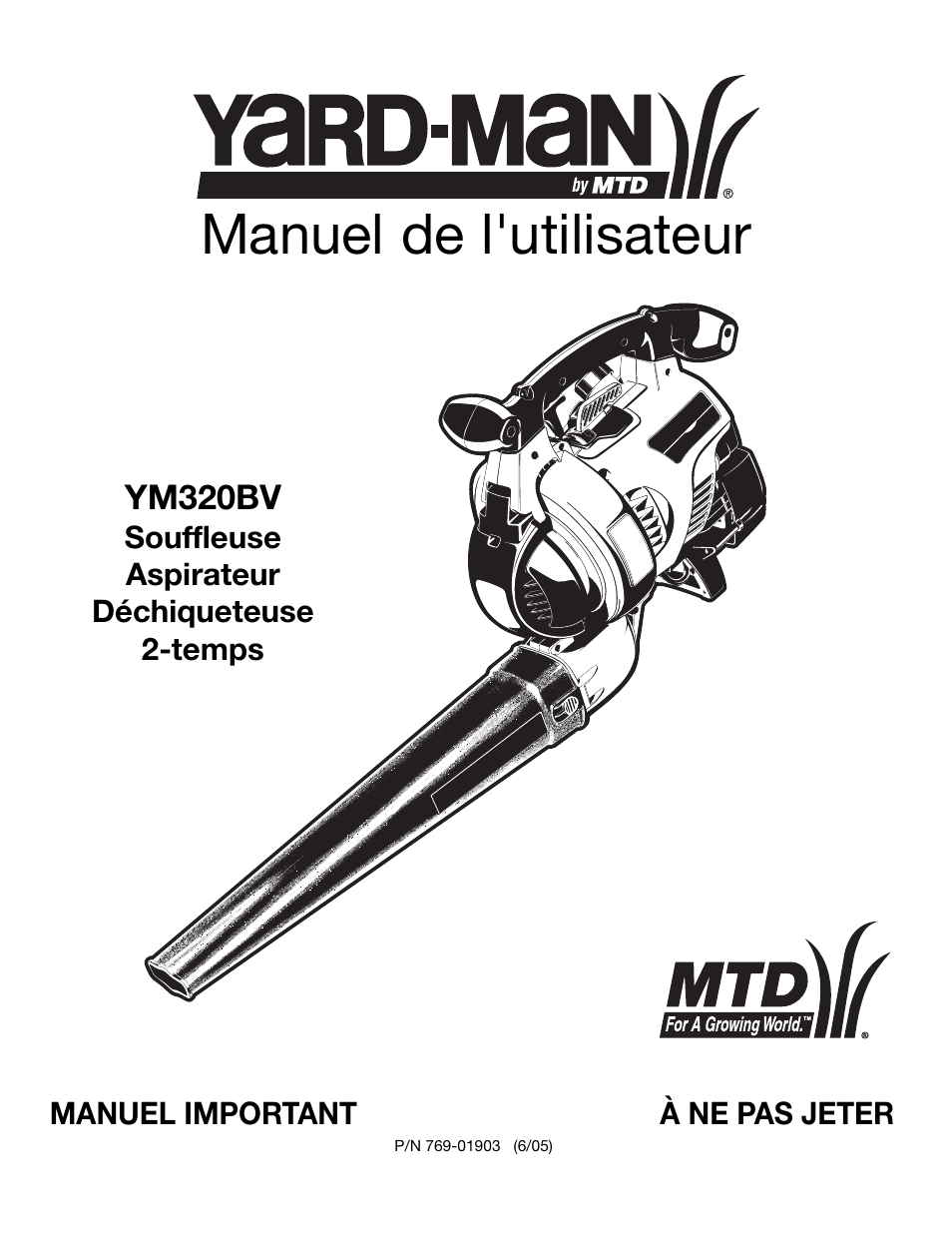 Manuel de l'utilisateur | MTD YM320BV User Manual | Page 23 / 72