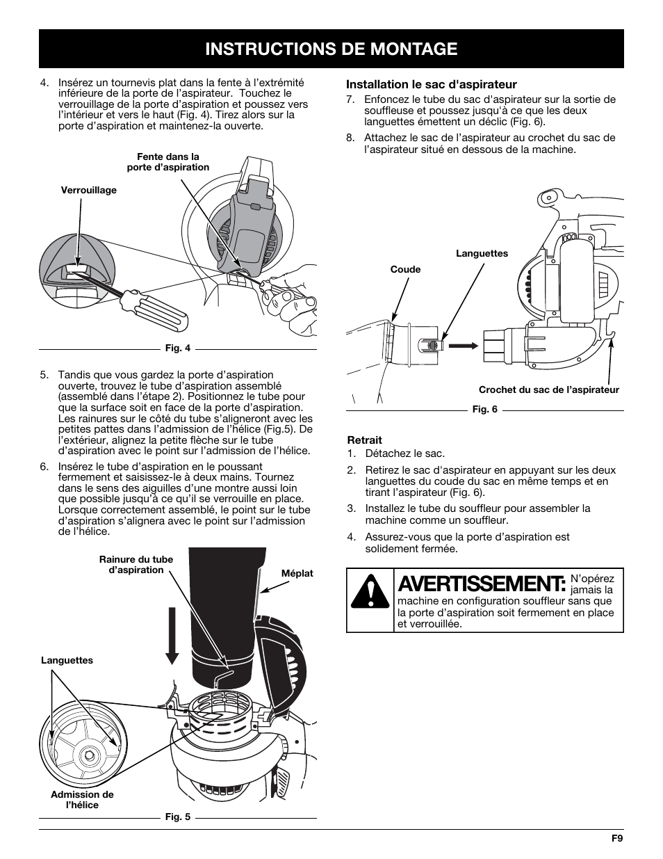 Avertissement, Instructions de montage | MTD YM320BV User Manual | Page 31 / 72