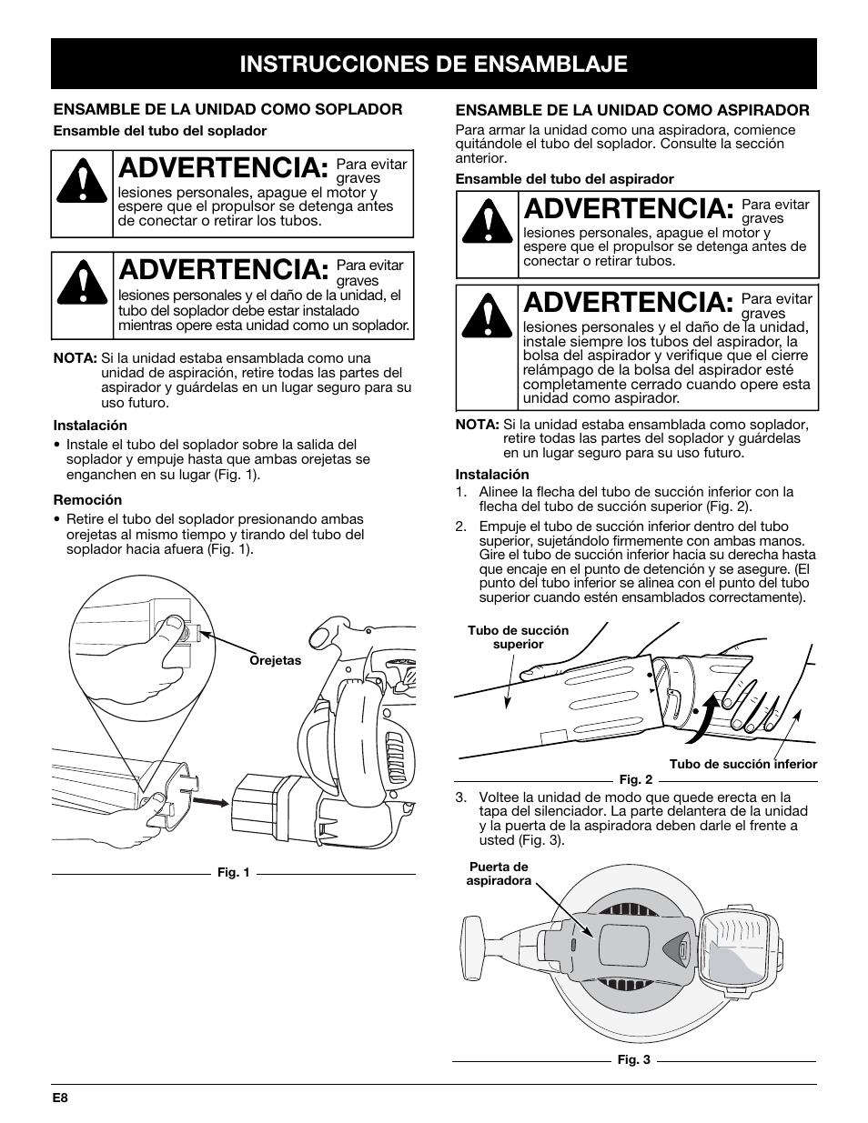 Advertencia, Instrucciones de ensamblaje | MTD YM320BV User Manual | Page 54 / 72