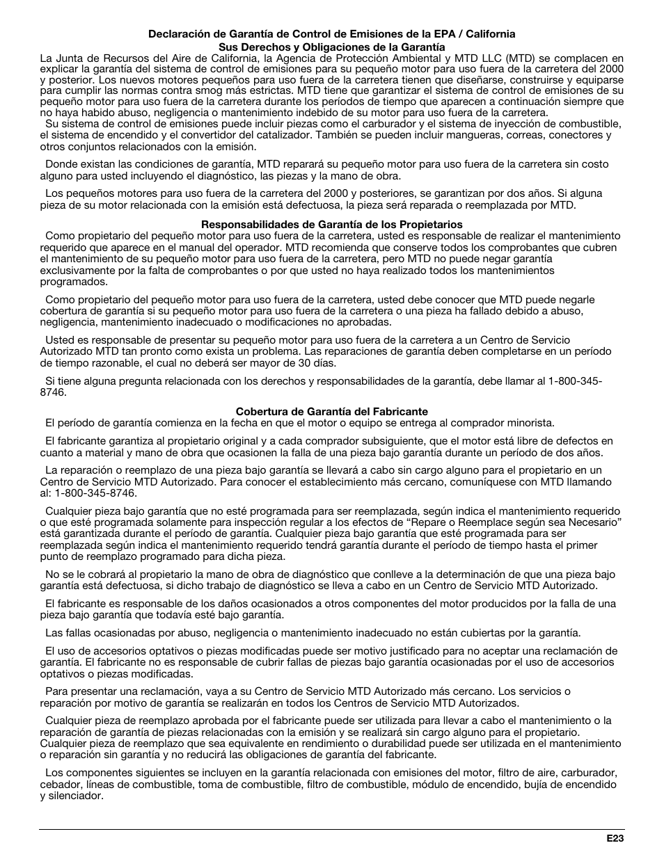 MTD YM320BV User Manual | Page 69 / 72