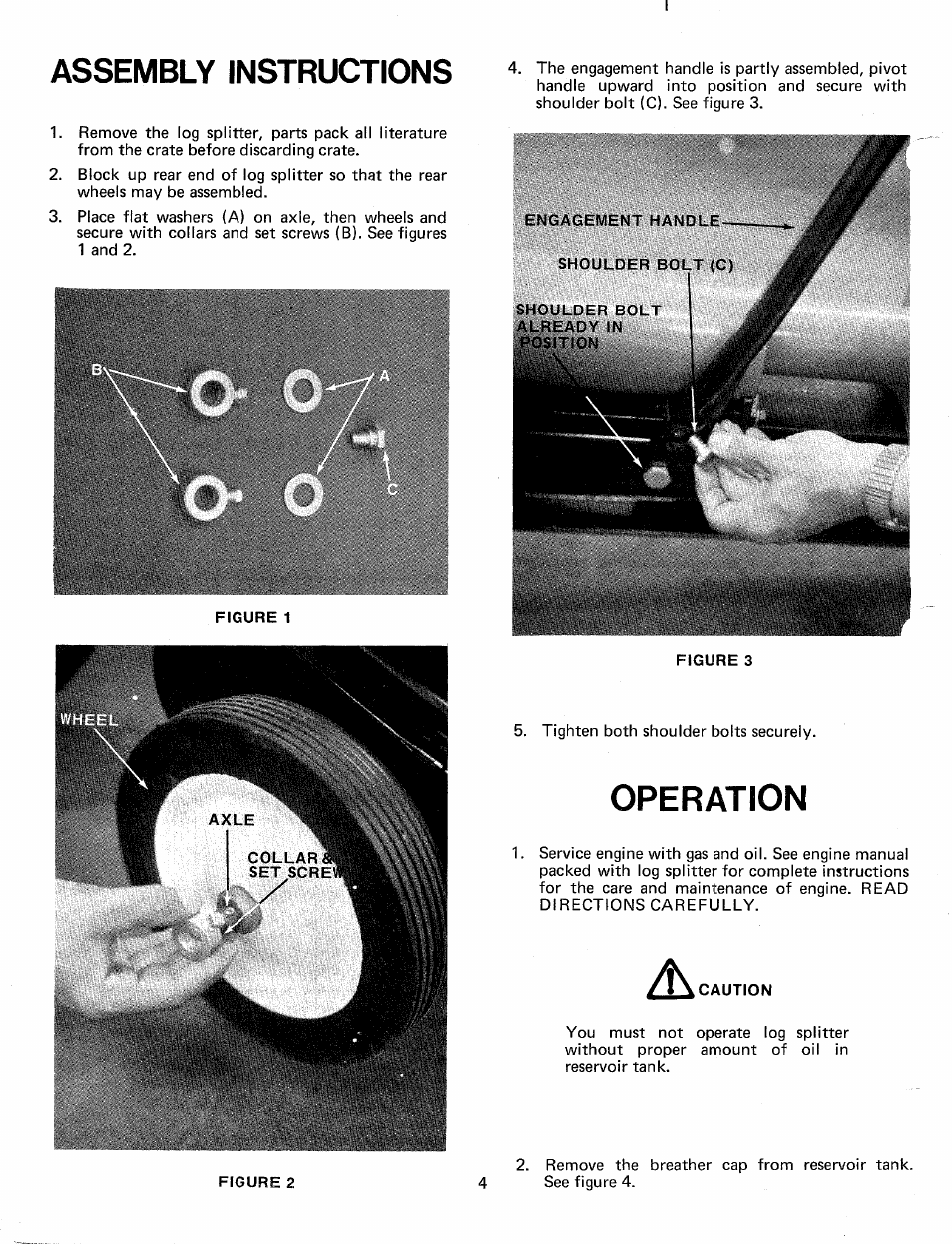 Assembly instructions, Operation | Bolens 248-604A User Manual | Page 4 / 15