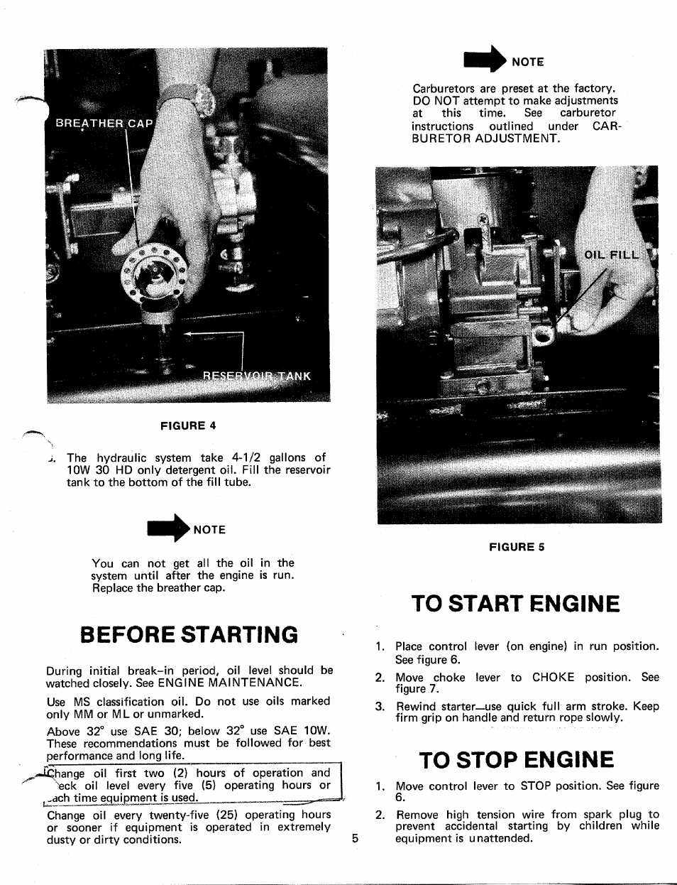 Before starting, To stop engine | Bolens 248-604A User Manual | Page 5 / 15