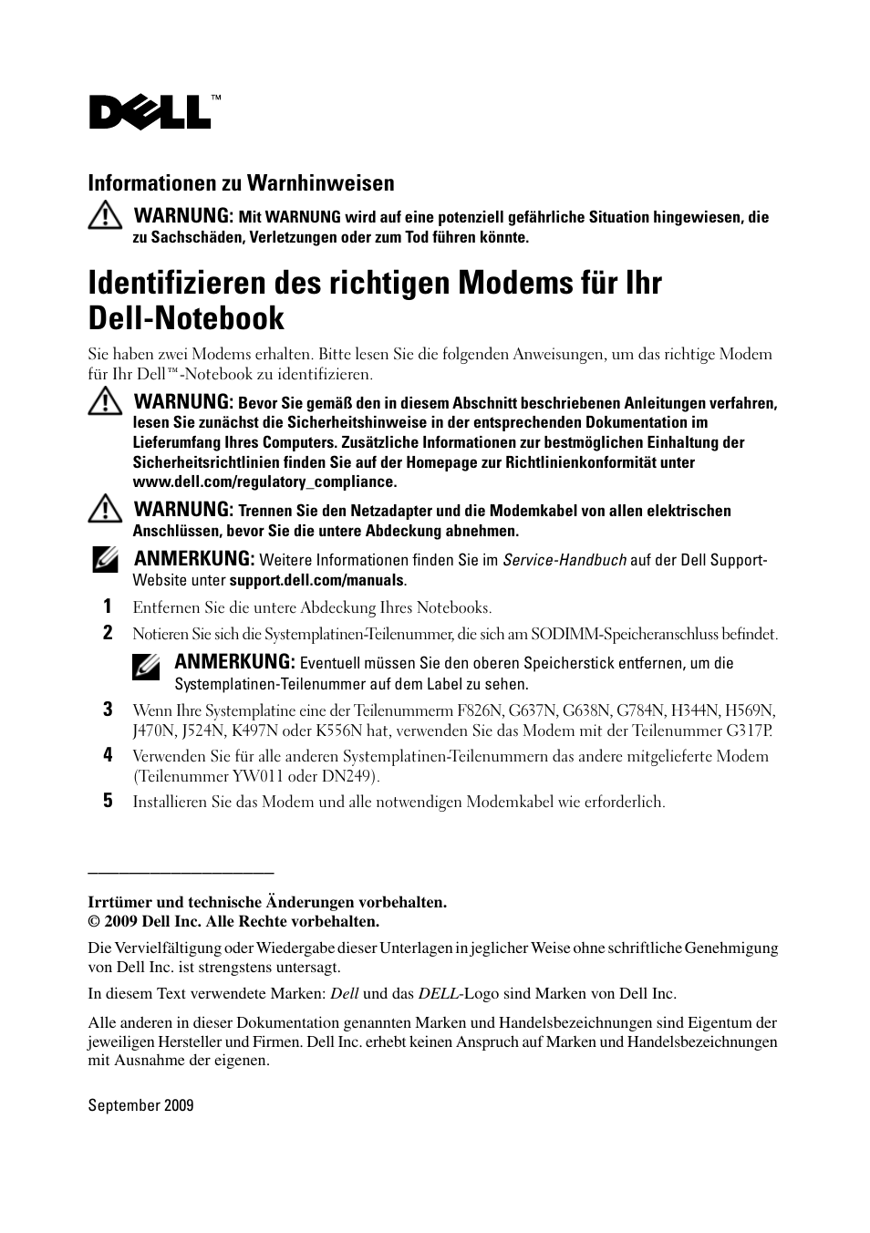 Informationen zu warnhinweisen | Dell nenuzniy User Manual | Page 4 / 6