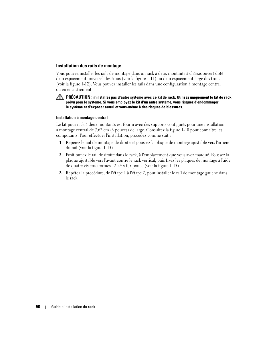 Installation des rails de montage | Dell PowerEdge 850 User Manual | Page 52 / 142