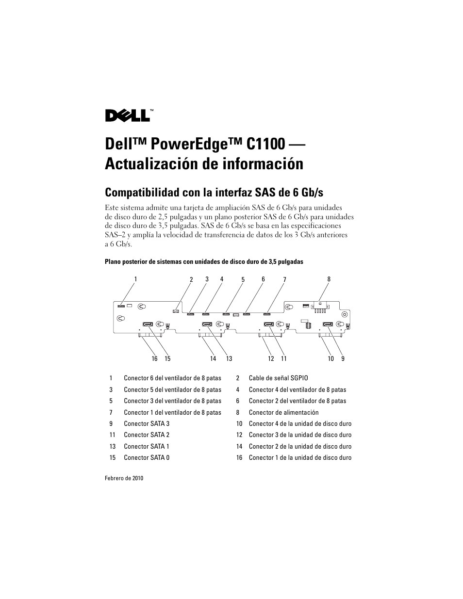 Actualización de información, Compatibilidad con la interfaz sas de 6 gb/s | Dell PowerEdge C1100 User Manual | Page 13 / 14