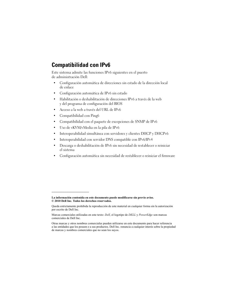 Compatibilidad con ipv6 | Dell PowerEdge C1100 User Manual | Page 14 / 14