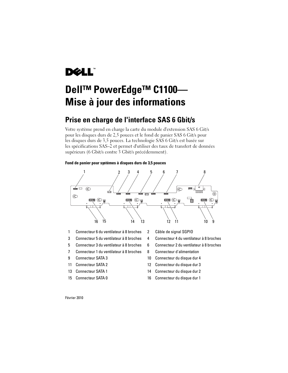Mise à jour des informations, Prise en charge de l'interface sas 6 gbit/s | Dell PowerEdge C1100 User Manual | Page 5 / 14