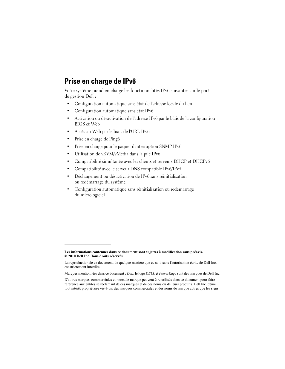 Prise en charge de ipv6 | Dell PowerEdge C1100 User Manual | Page 6 / 14