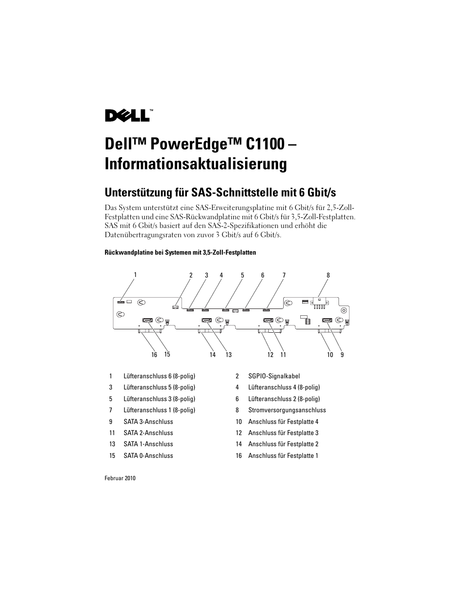 Informationsaktualisierung, Unterstützung für sas-schnittstelle mit 6 gbit/s | Dell PowerEdge C1100 User Manual | Page 7 / 14