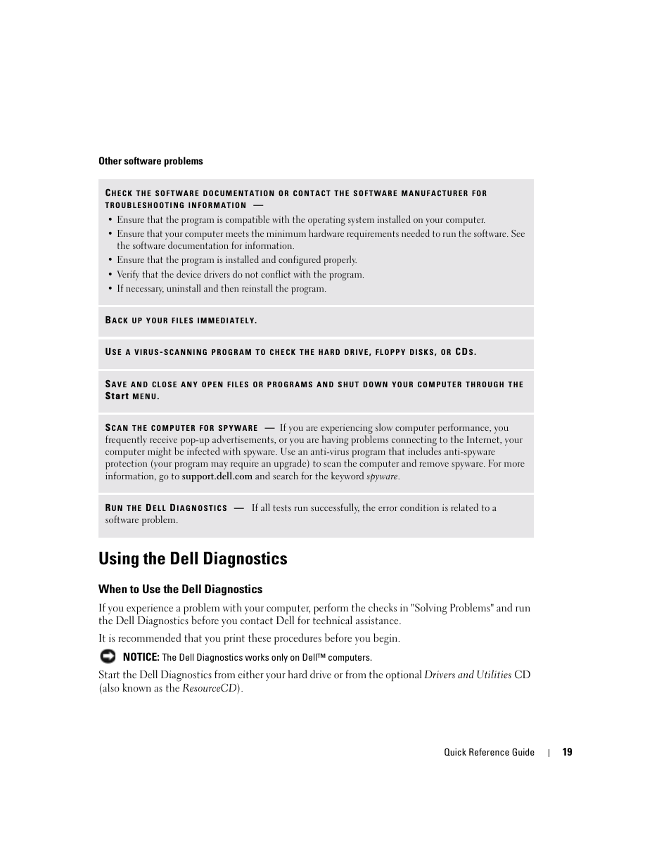 Using the dell diagnostics, When to use the dell diagnostics | Dell Latitude X1 User Manual | Page 19 / 88