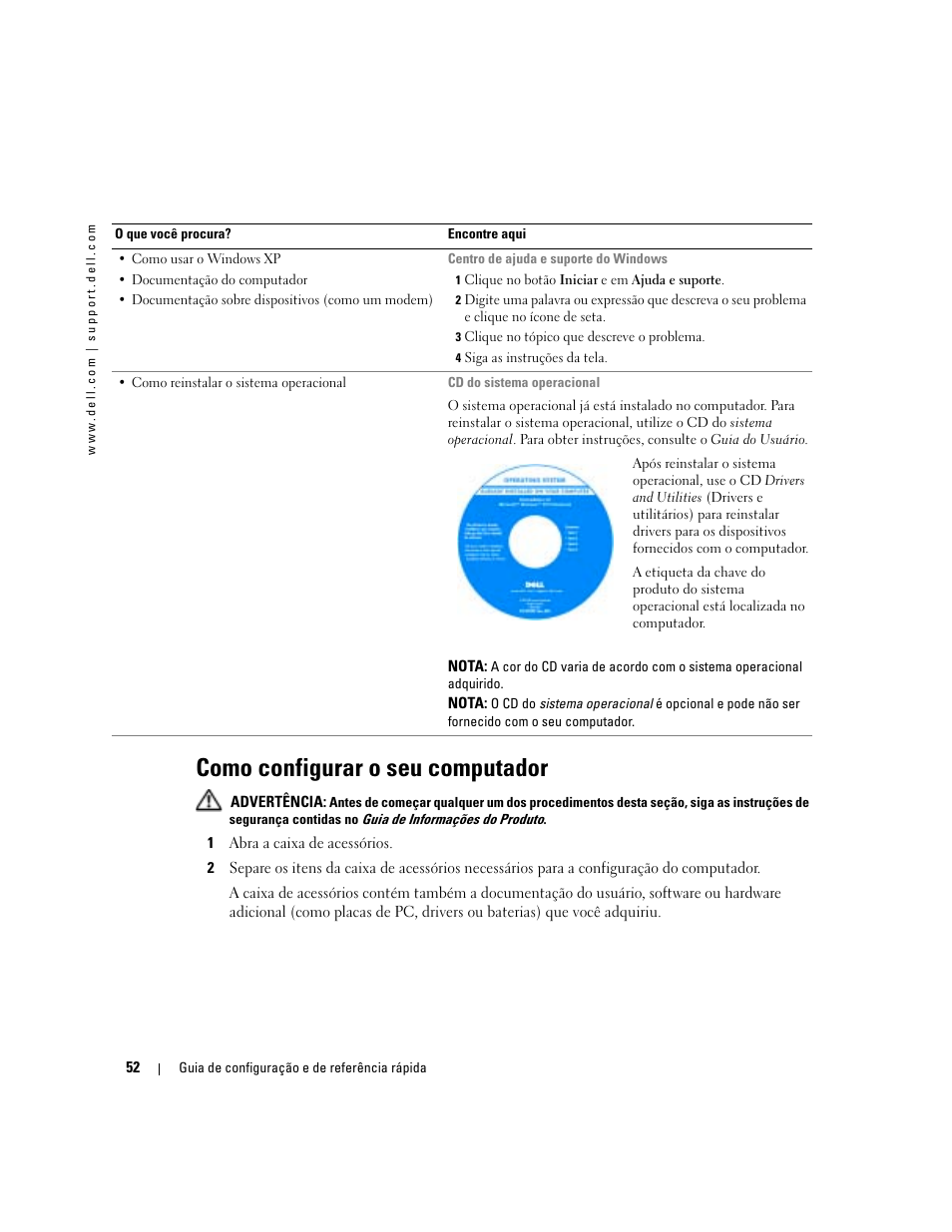 Como configurar o seu computador | Dell Latitude X1 User Manual | Page 52 / 88