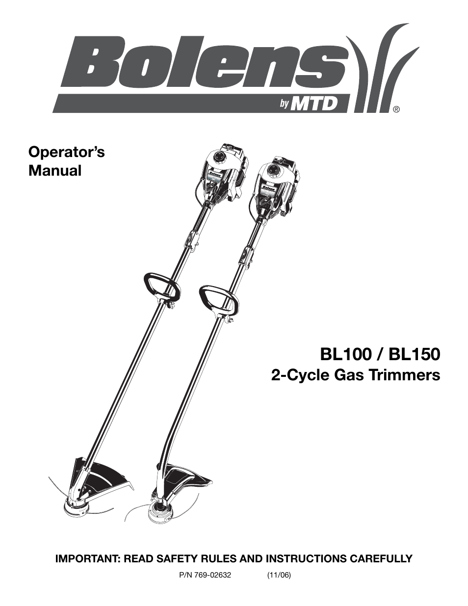 Bolens BL 100/ BL 150 User Manual | 64 pages