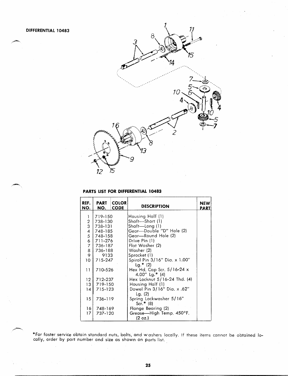 Differential 10483 | Bolens 134-585A User Manual | Page 25 / 30