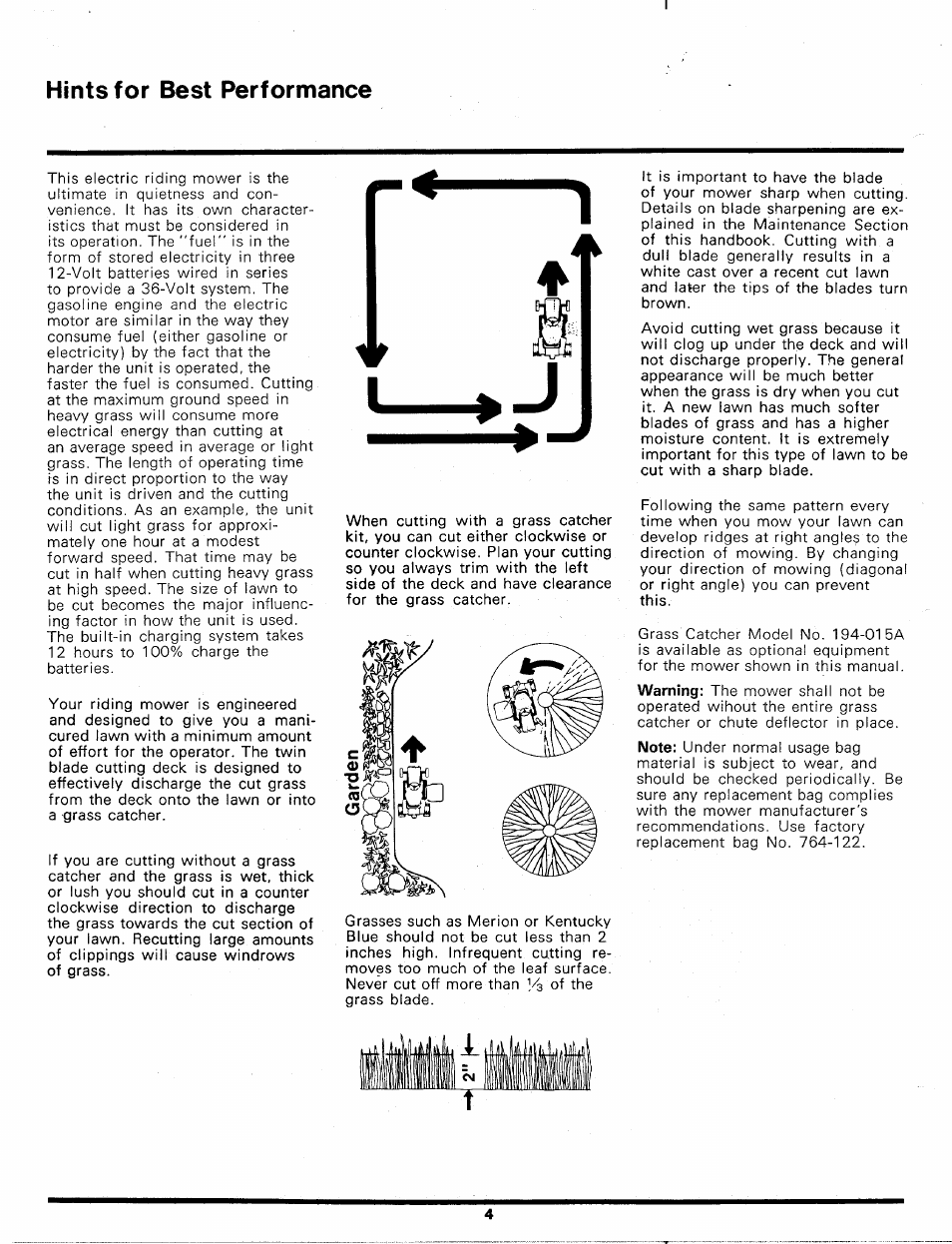 Hints for best performance | Bolens 134-585A User Manual | Page 4 / 30