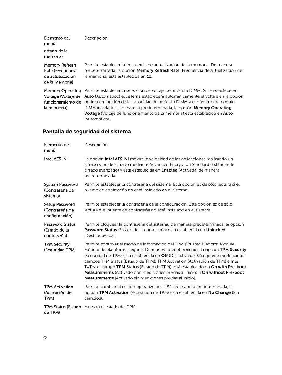 Pantalla de seguridad del sistema | Dell PowerEdge VRTX User Manual | Page 22 / 191