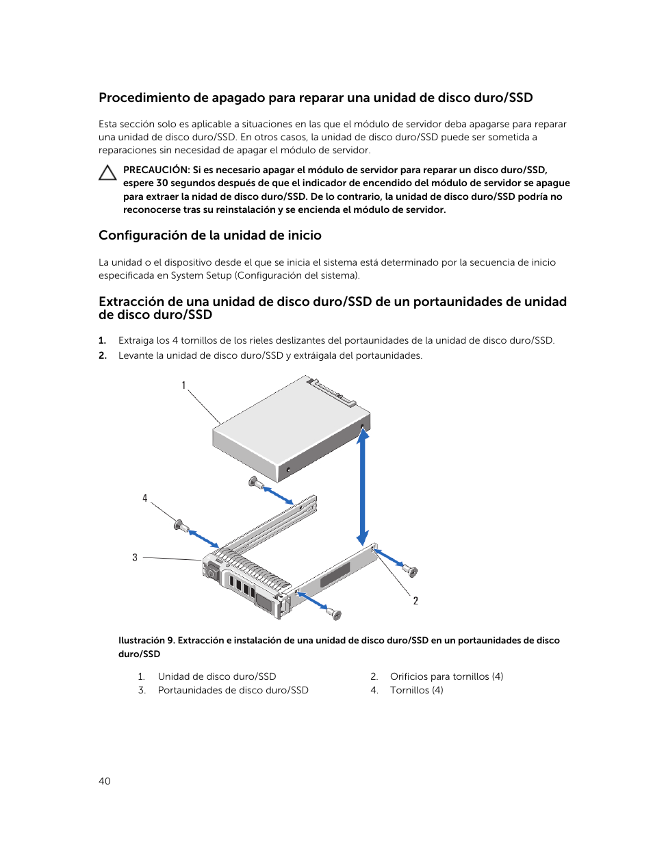 Configuración de la unidad de inicio | Dell PowerEdge VRTX User Manual | Page 40 / 191