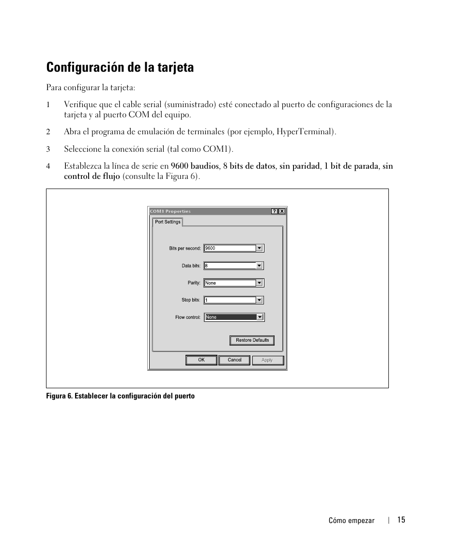 Configuración de la tarjeta | Dell UPS 1920R User Manual | Page 15 / 90