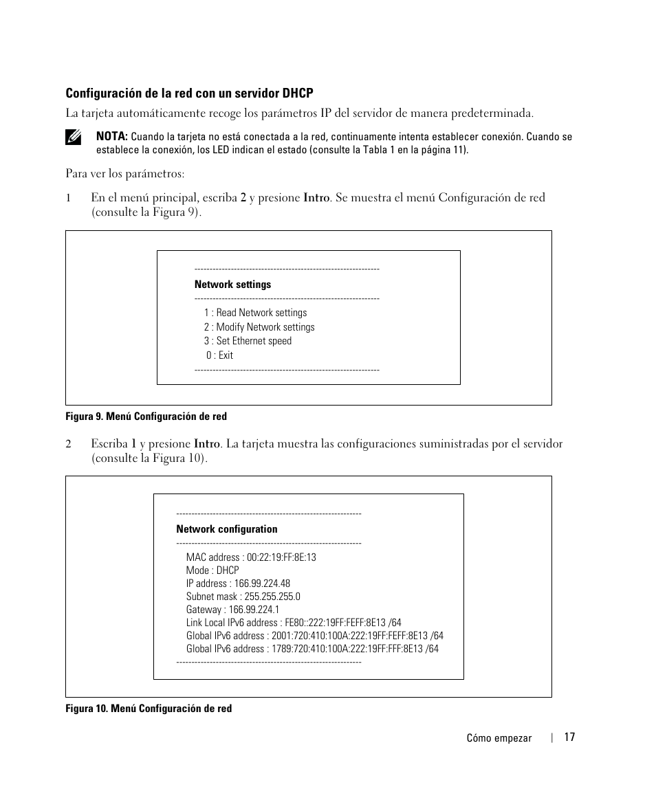 Configuración de la red con un servidor dhcp | Dell UPS 1920R User Manual | Page 17 / 90