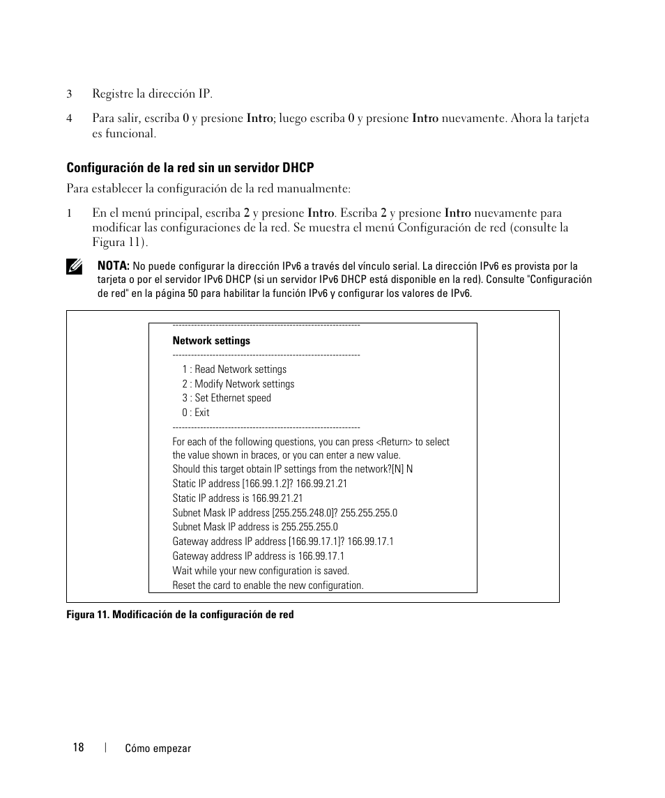 Configuración de la red sin un servidor dhcp | Dell UPS 1920R User Manual | Page 18 / 90