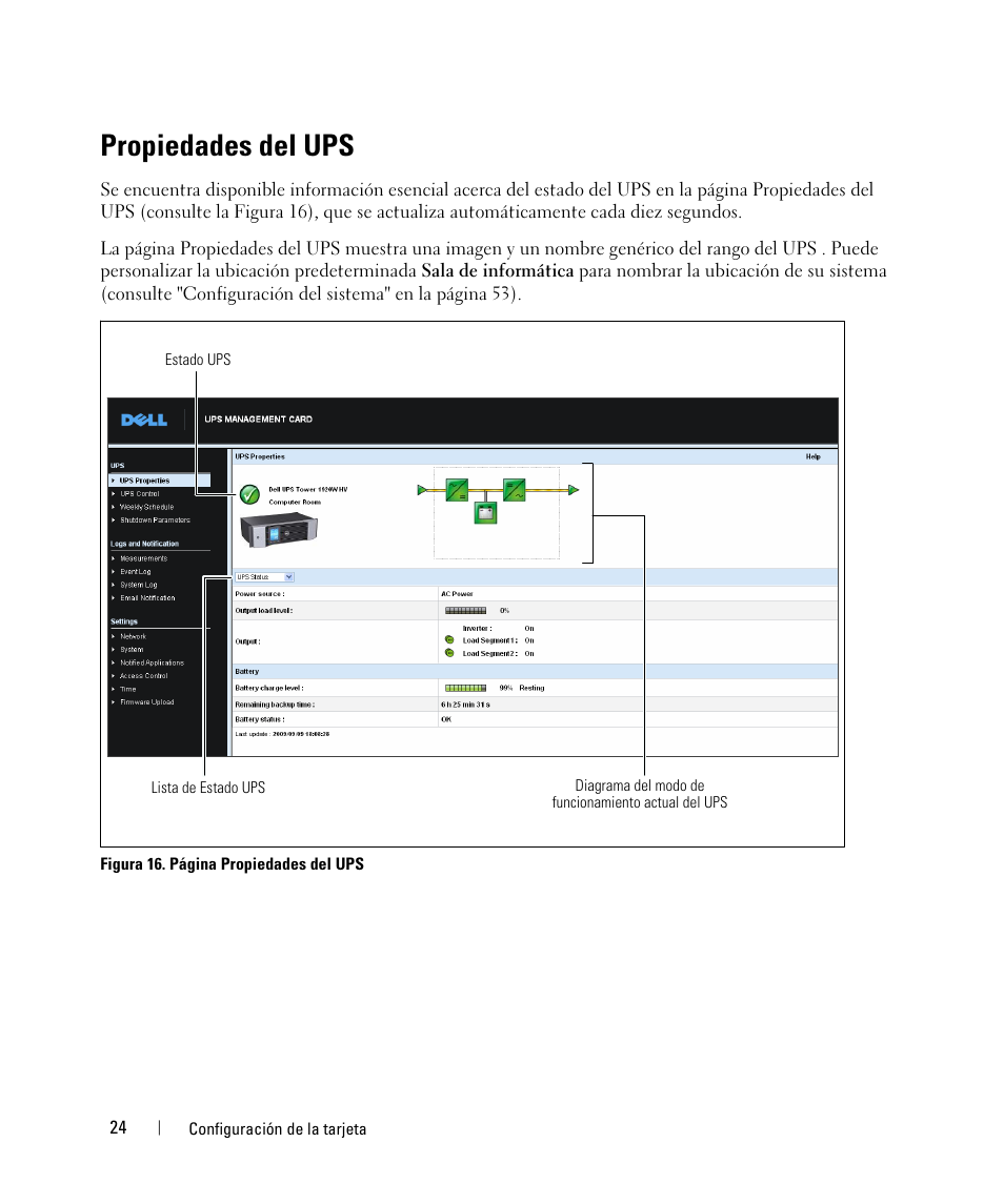 Propiedades del ups | Dell UPS 1920R User Manual | Page 24 / 90