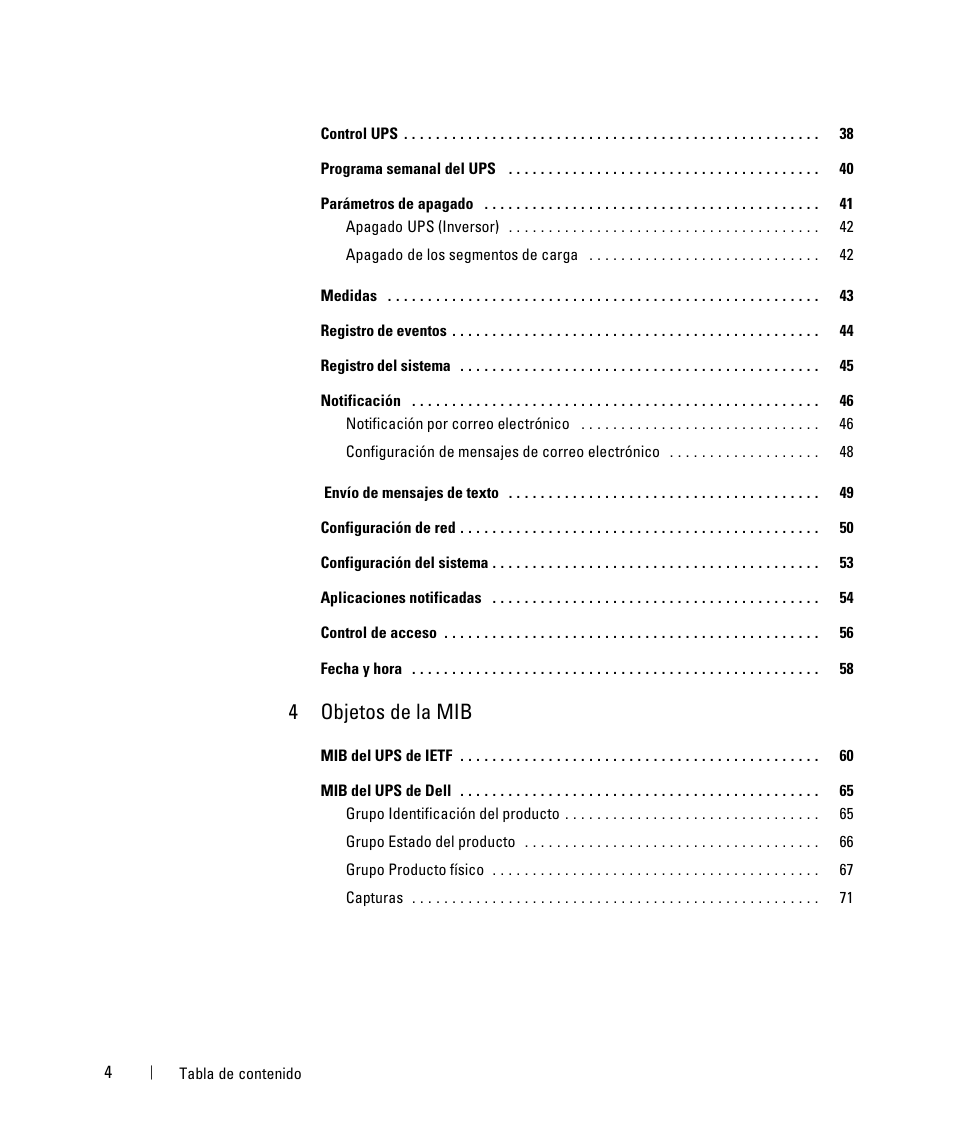 4objetos de la mib | Dell UPS 1920R User Manual | Page 4 / 90