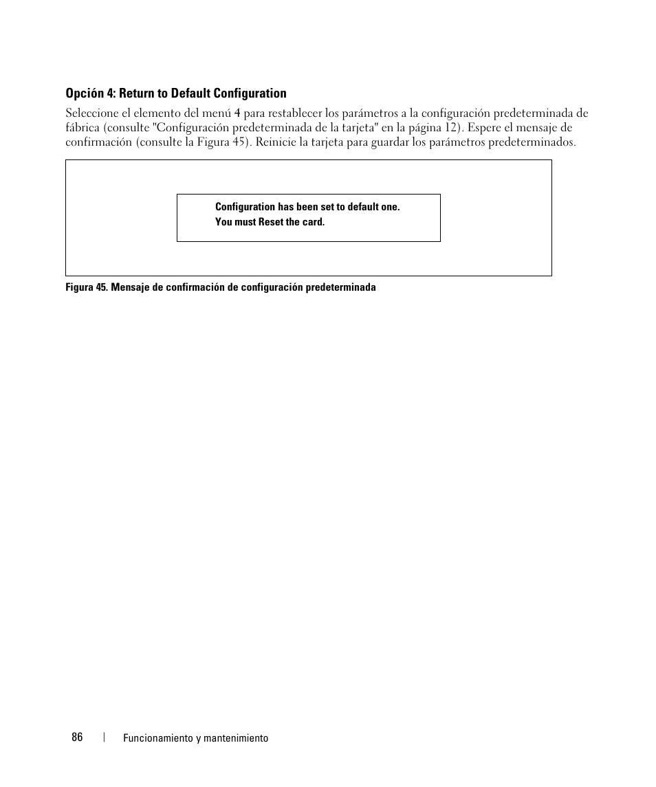 Opción 4: return to default configuration | Dell UPS 1920R User Manual | Page 86 / 90