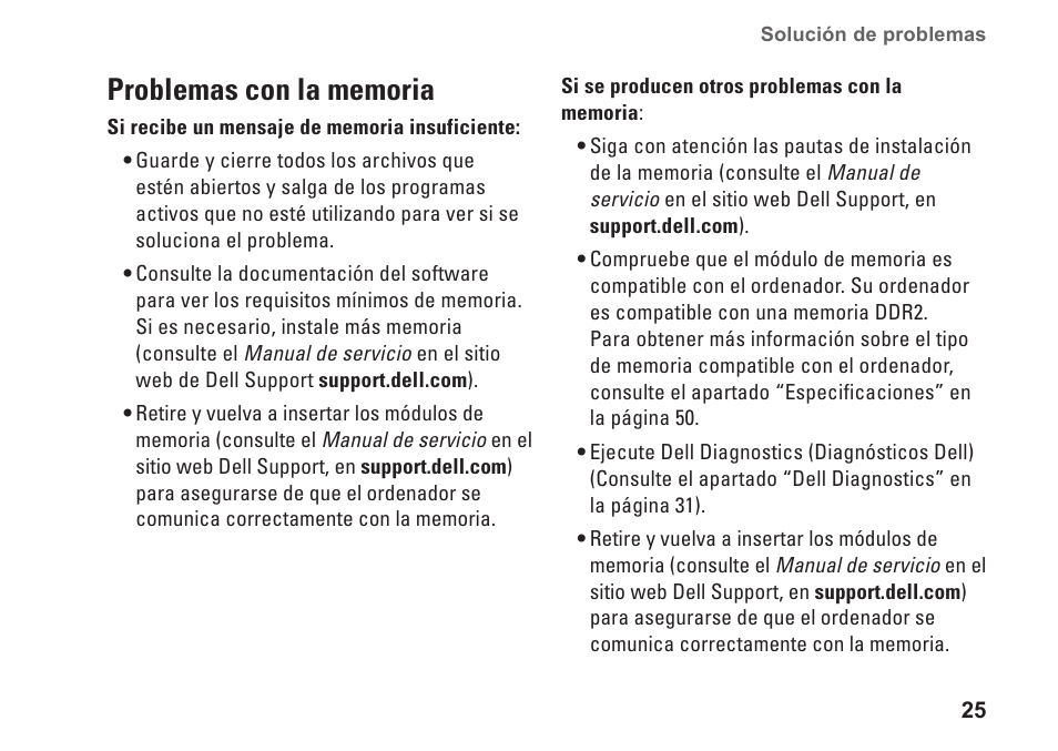 Problemas con la memoria | Dell Studio Slim D540S (Late 2008) User Manual | Page 27 / 66