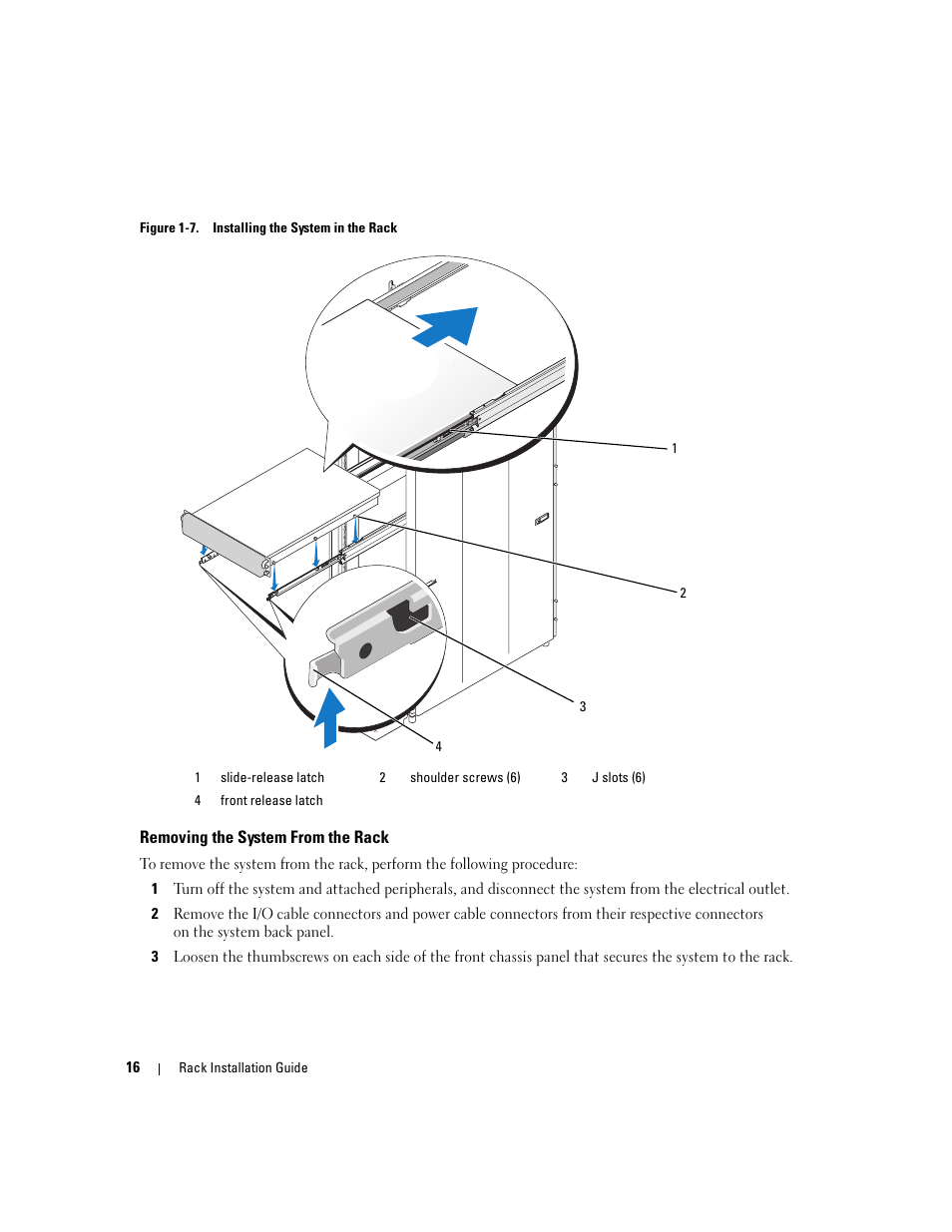 Removing the system from the rack | Dell PowerEdge 2970 User Manual | Page 18 / 112