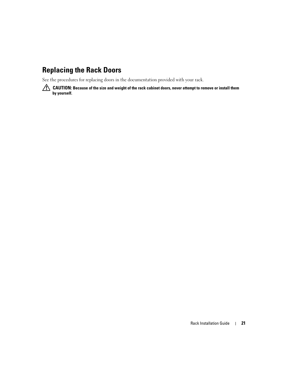 Replacing the rack doors | Dell PowerEdge 2970 User Manual | Page 23 / 112