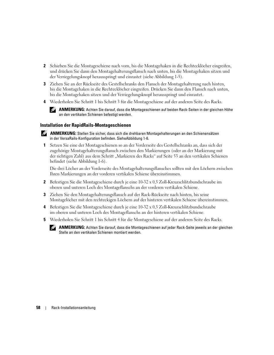 Installation der rapidrails-montageschienen | Dell PowerEdge 2970 User Manual | Page 60 / 112