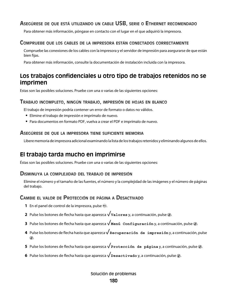 El trabajo tarda mucho en imprimirse | Dell 5530/dn Mono Laser Printer User Manual | Page 180 / 217