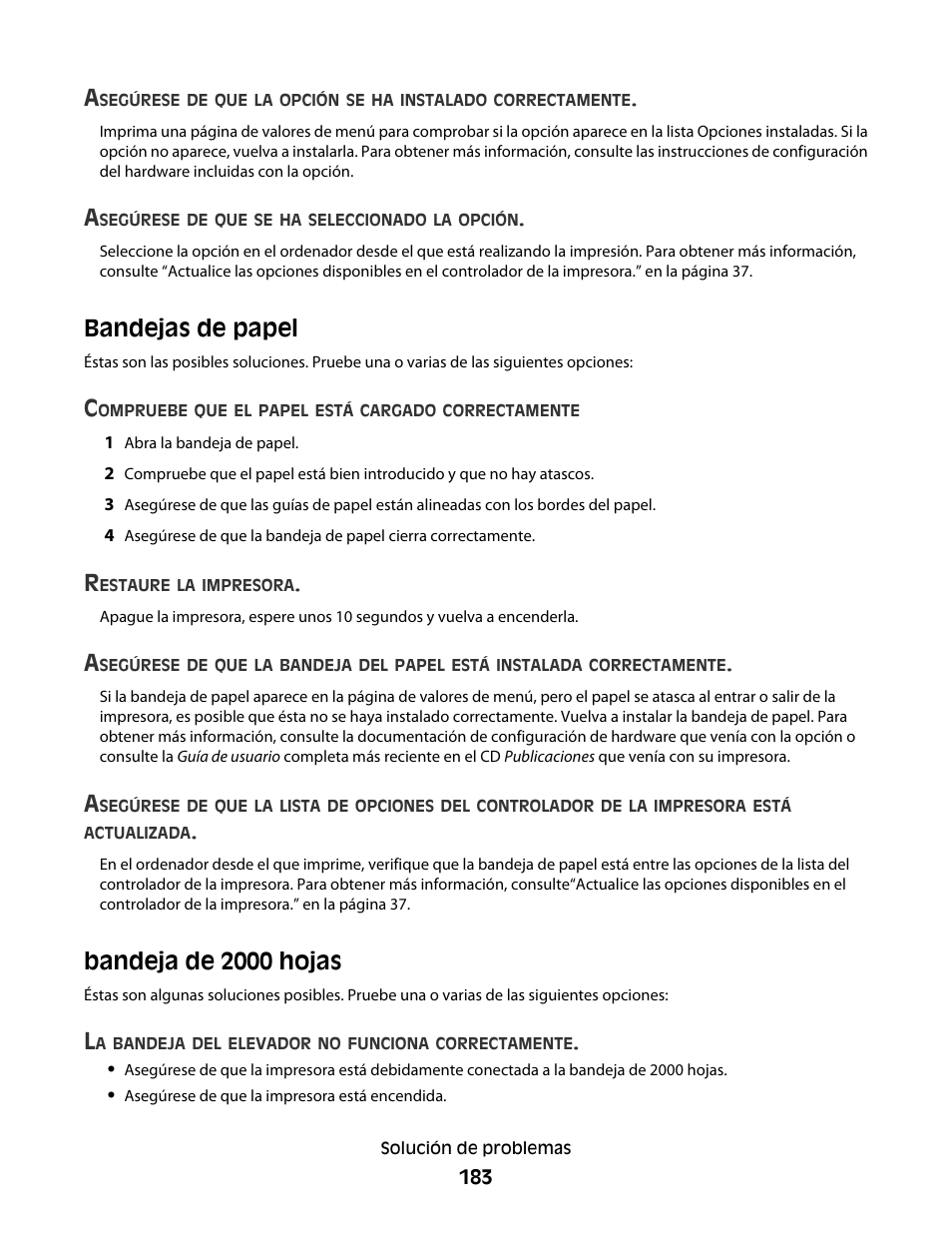 Bandejas de papel, Bandeja de 2000 hojas, Bandejas de papel bandeja de 2000 hojas | Dell 5530/dn Mono Laser Printer User Manual | Page 183 / 217