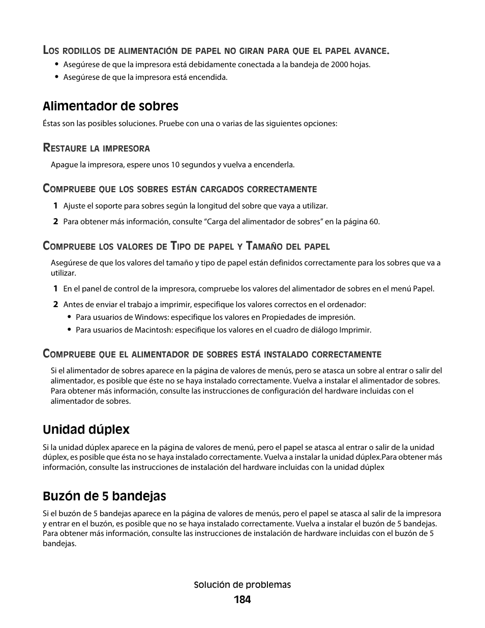 Alimentador de sobres, Unidad dúplex, Buzón de 5 bandejas | Dell 5530/dn Mono Laser Printer User Manual | Page 184 / 217