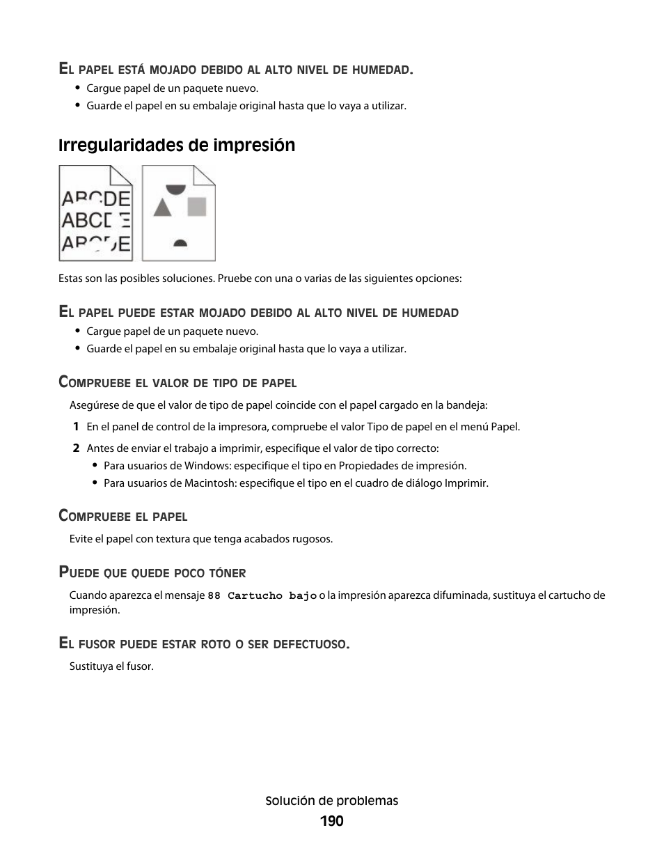 Irregularidades de impresión | Dell 5530/dn Mono Laser Printer User Manual | Page 190 / 217