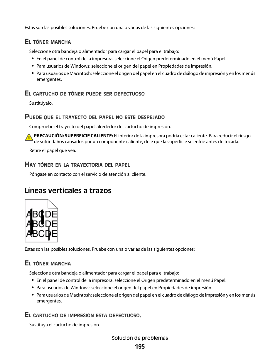 Líneas verticales a trazos | Dell 5530/dn Mono Laser Printer User Manual | Page 195 / 217