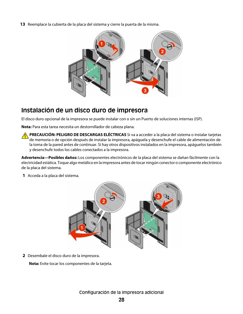 Instalación de un disco duro de impresora | Dell 5530/dn Mono Laser Printer User Manual | Page 28 / 217