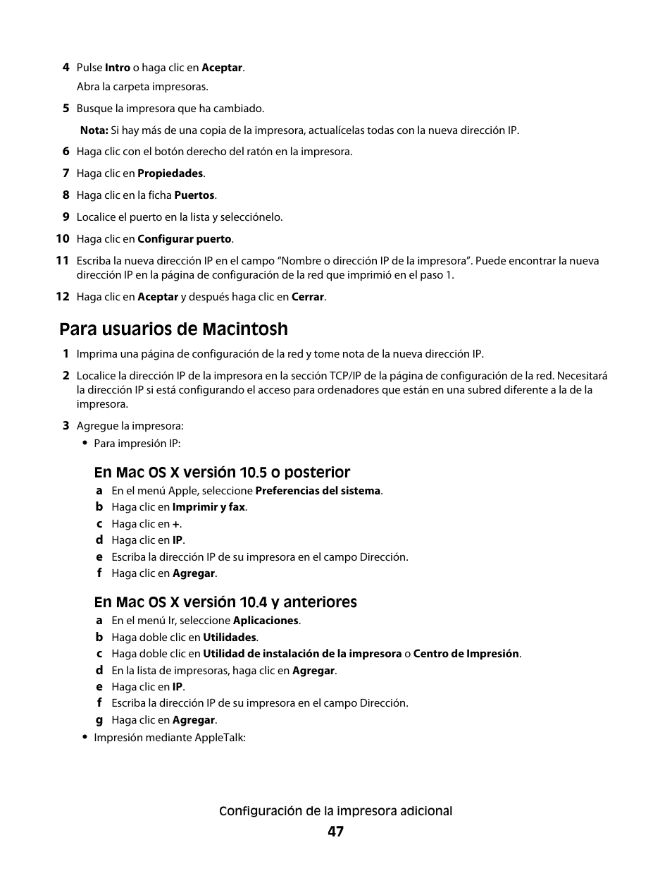 Para usuarios de macintosh | Dell 5530/dn Mono Laser Printer User Manual | Page 47 / 217