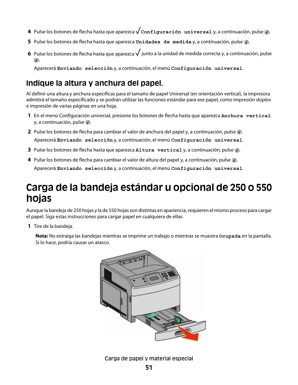 Indique la altura y anchura del papel | Dell 5530/dn Mono Laser Printer User Manual | Page 51 / 217